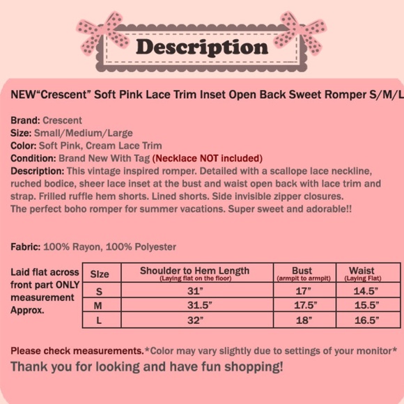 Last☝️ Pink Lace Vtg Open Back Sweet CUTE Romper - Picture 8 of 8